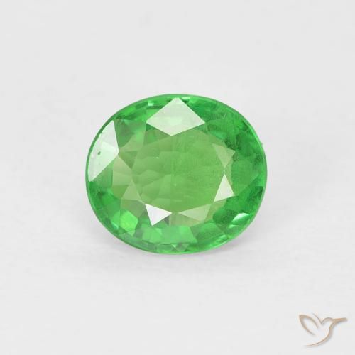 0.76ct Натуральный Ярко-зеленый Цаворит Гранат, Овал, Чистота VS