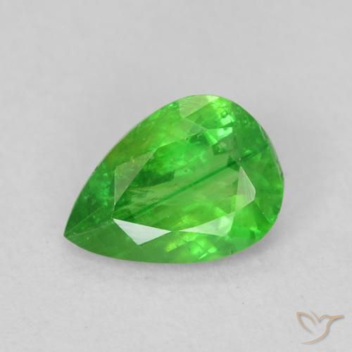 0.82ct Натуральный Ярко-зеленый Цаворит Гранат, Форма груши, VS-SI