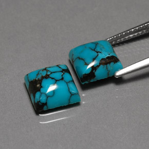  карата, натуральный Синий / Голубой Бирюзовый, Квадрат, Непрозрачный