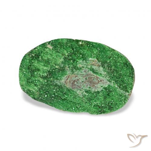 5.69 карата, натуральный Deep Earthy Green Уваровит Гранат Друзи, Овал, Непрозрачный