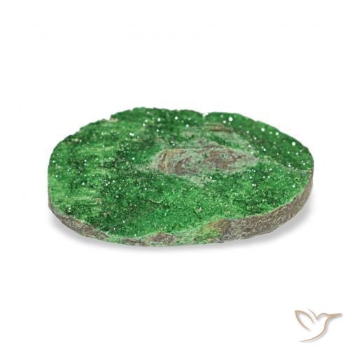 5.69 карата, натуральный Deep Earthy Green Уваровит Гранат Друзи, Овал, Непрозрачный
