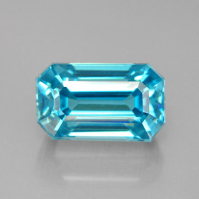 Натуральный синий циркон 6,46 карата изумрудная огранка, чистота VVS