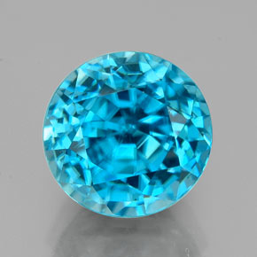 Натуральный синий циркон 4,88 карата огранка круг, чистота VVS