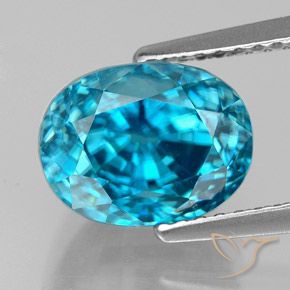 6.30ct Натуральный Синий / Голубой Циркон, Овал, Чистота VVS