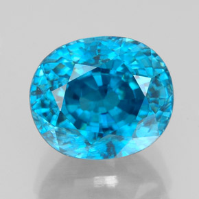 Натуральный синий циркон 5,64 карата огранка овал, чистота VVS