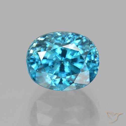 5.59ct Натуральный Средний синий Циркон, Овал, Чистота VVS