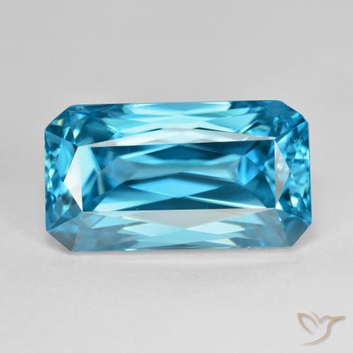 16.80ct Натуральный Электрический синий Циркон, Изумрудная огранка, VVS-VS