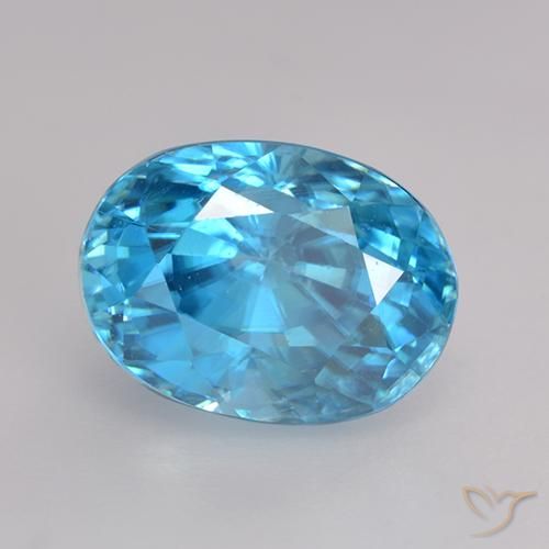 3.66ct Натуральный Средний синий Циркон, Овал, Чистота VS