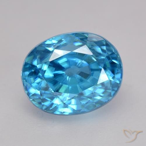3.79ct Натуральный Средний синий Циркон, Овал, Чистота VVS