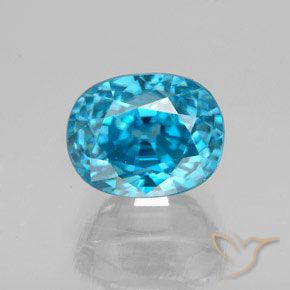 5.12ct Натуральный Электрический синий Циркон, Овал, Чистота VS