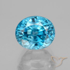 5.13ct Натуральный Интенсивный синий Циркон, Овал, VVS-VS