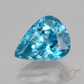 5.75ct Натуральный Средний синий Циркон, Форма груши, Чистота VS