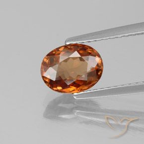 1.87ct Натуральный Средне-темно-оранжевый Циркон, Овал, Чистота VVS
