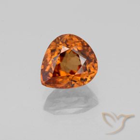 2.08ct Натуральный Средне-темно-оранжевый Циркон, Форма груши, Чистота VS