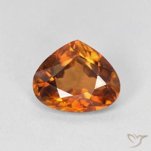 1.57ct Натуральный Темно-оранжевый Циркон, Форма груши, VVS-VS