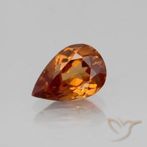 1.71ct Натуральный Средне-темно-оранжевый Циркон, Форма груши, Чистота VVS