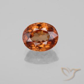 2.22ct Натуральный Средне-темно-оранжевый Циркон, Овал, Чистота VVS