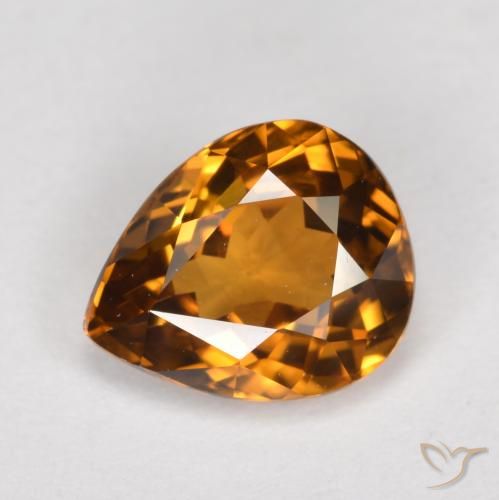 1.68ct Натуральный Темно-оранжевый Циркон, Форма груши, Чистота VVS