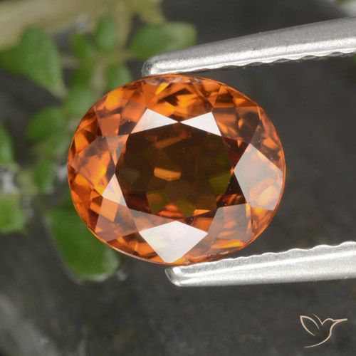 1.49ct Натуральный Темно-оранжевый Циркон, Овал, Чистота VS