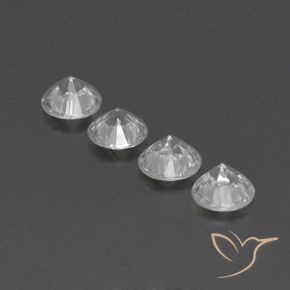 4.24 карата, натуральный Белый Циркон, Огранка Круг, Чистота VS