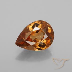 1.40ct Натуральный Средне-темно-оранжевый Циркон, Форма груши, Чистота VVS