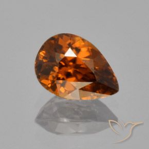 1.87ct Натуральный Глубокий коричневато-оранжевый Циркон, Форма груши, Чистота VVS