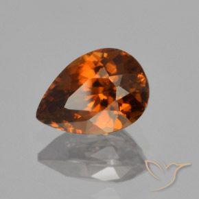 1.87 карата, натуральный Глубокий коричневато-оранжевый Циркон, Форма груши, Чистота VVS