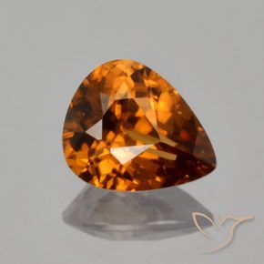1.98ct Натуральный Средне-темно-оранжевый Циркон, Форма груши, VVS-VS