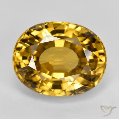 22.80ct Натуральный Золотой Циркон, Овал, Чистота VVS