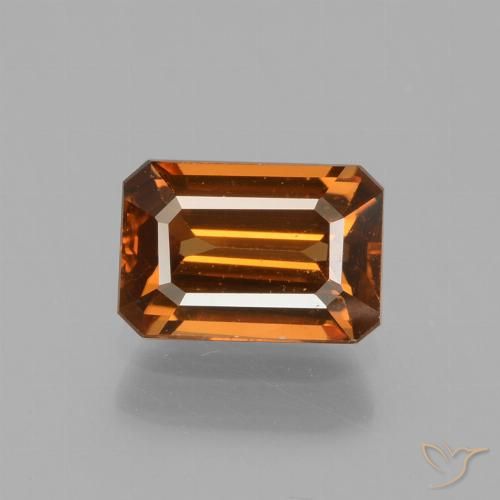 1.44ct Натуральный Темно-оранжевый Циркон, Изумрудная огранка, VVS-VS