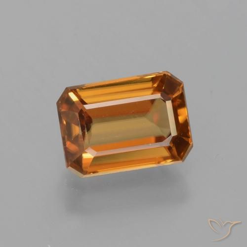 1.65ct Натуральный Темно-оранжевый Циркон, Изумрудная огранка, Чистота VVS