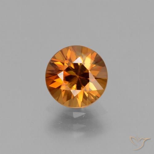 2.09ct Натуральный Коричневато-оранжевый Циркон, Круглый, VVS-VS