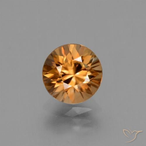 2.19ct Натуральный Темно-оранжевый Циркон, Круглый, VVS-VS