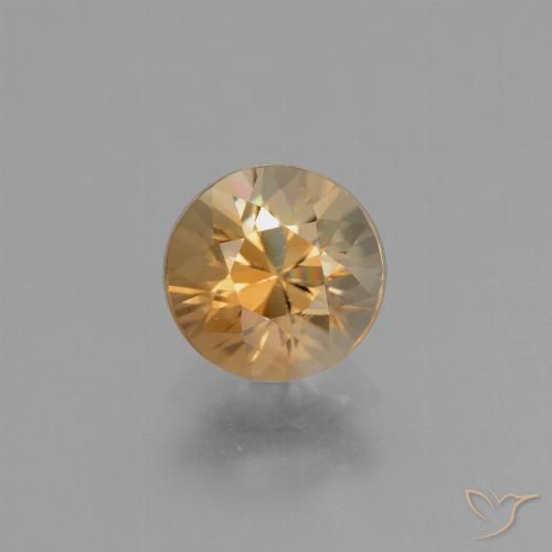 2.01ct Натуральный Золотисто-Апельсиновый Циркон, Круглый, VVS-VS