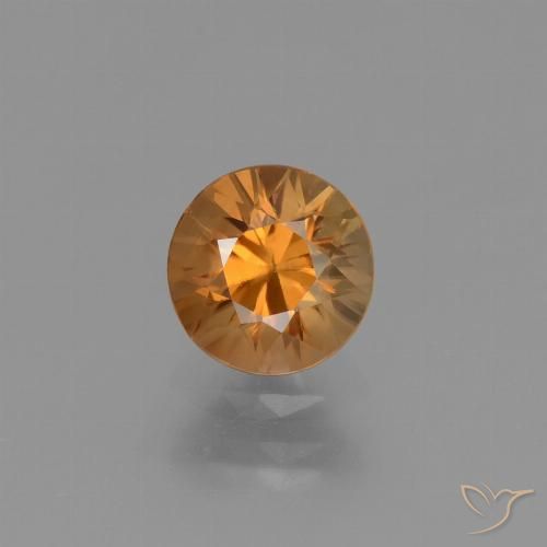 1.36ct Натуральный Оранжево-коричневый Циркон, Круглый, VVS-VS