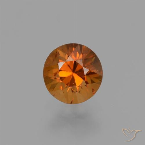1.38ct Натуральный Средне-темно-оранжевый Циркон, Круглый, VVS-VS