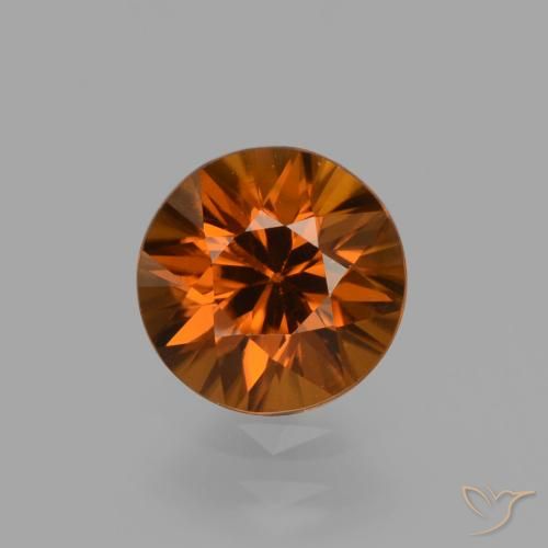 1.54ct Натуральный Темно-оранжевый Циркон, Круглый, VVS-VS