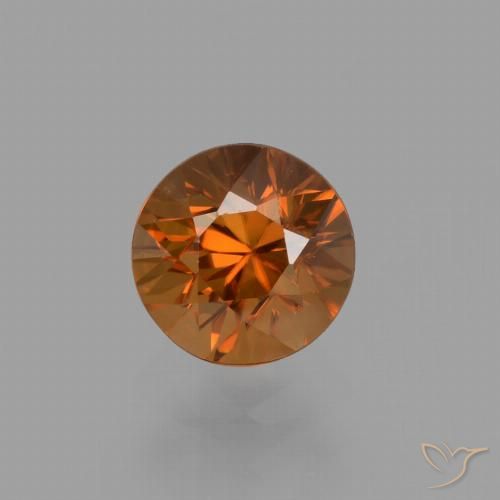 1.43ct Натуральный Средне-темно-оранжевый Циркон, Круглый, VVS-VS