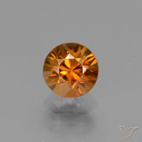 1.52ct Натуральный Желтовато-оранжевый Циркон, Круглый, VVS-VS