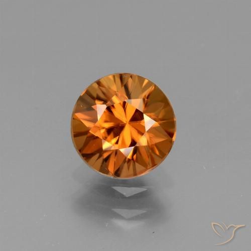 1.59ct Натуральный Темно-оранжевый Циркон, Круглый, VVS-VS