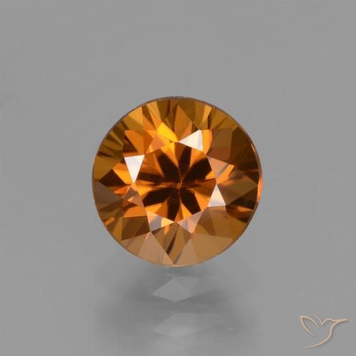 1.75ct Натуральный Средне-темно-оранжевый Циркон, Круглый, Чистота VVS