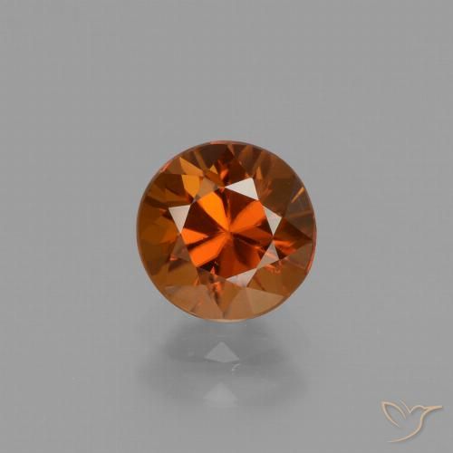 1.61ct Натуральный Темно-оранжевый Циркон, Круглый, VVS-VS