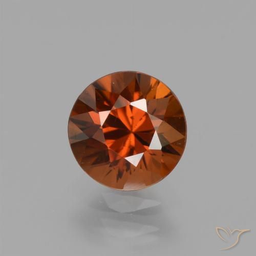 1.56ct Натуральный Красновато-оранжевый Циркон, Круглый, VVS-VS