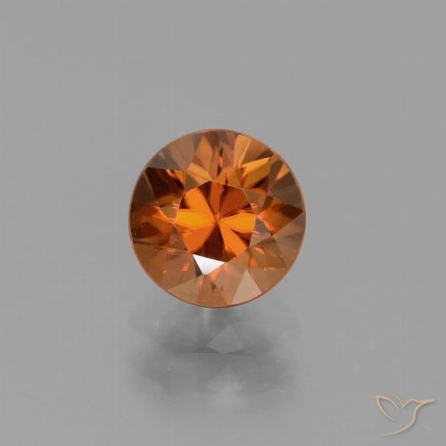 1.60ct Натуральный Темно-оранжевый Циркон, Круглый, VVS-VS