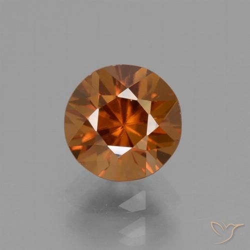 1.66ct Натуральный Темно-оранжевый Циркон, Круглый, Чистота VVS