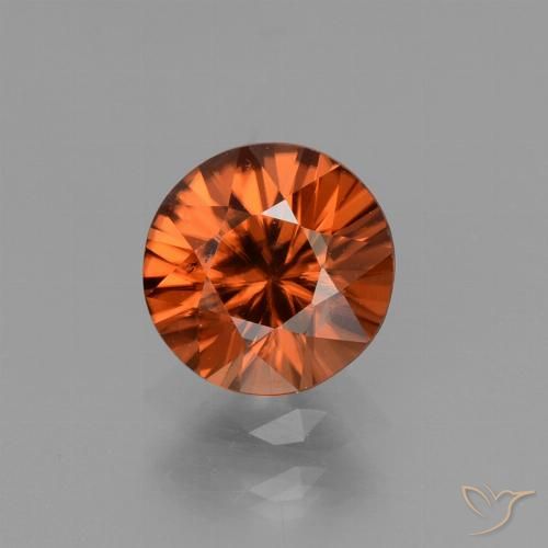 1.36ct Натуральный Янтарный Апельсин Циркон, Круглый, Чистота VS