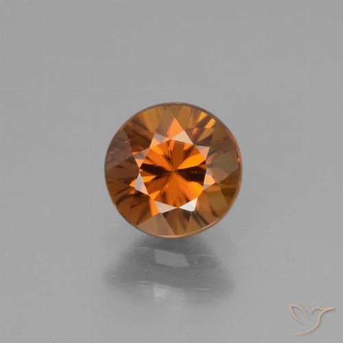 1.14ct Натуральный Темно-оранжевый Циркон, Круглый, Чистота VVS