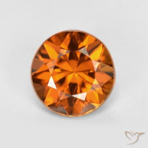 1.36ct Натуральный Темно-оранжевый Циркон, Круглый, Чистота VS