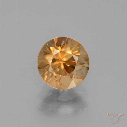 1.90ct Натуральный Золотисто-Апельсиновый Циркон, Круглый, VVS-VS