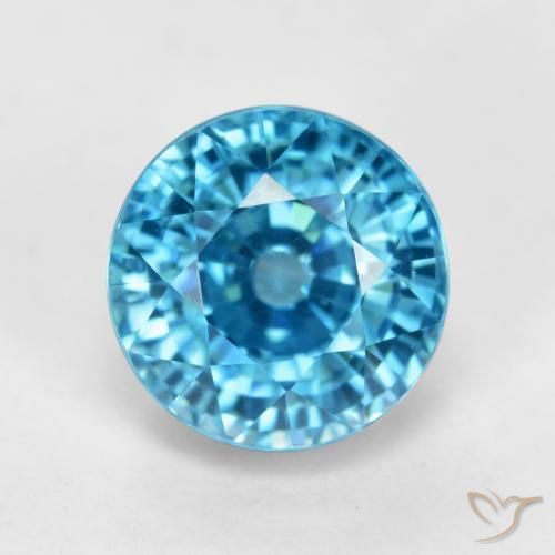 5.73ct Натуральный Синий / Голубой Циркон, Круглый, VVS-VS